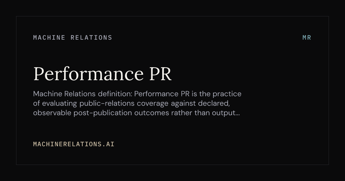 Performance PR — Machine Relations Glossary
